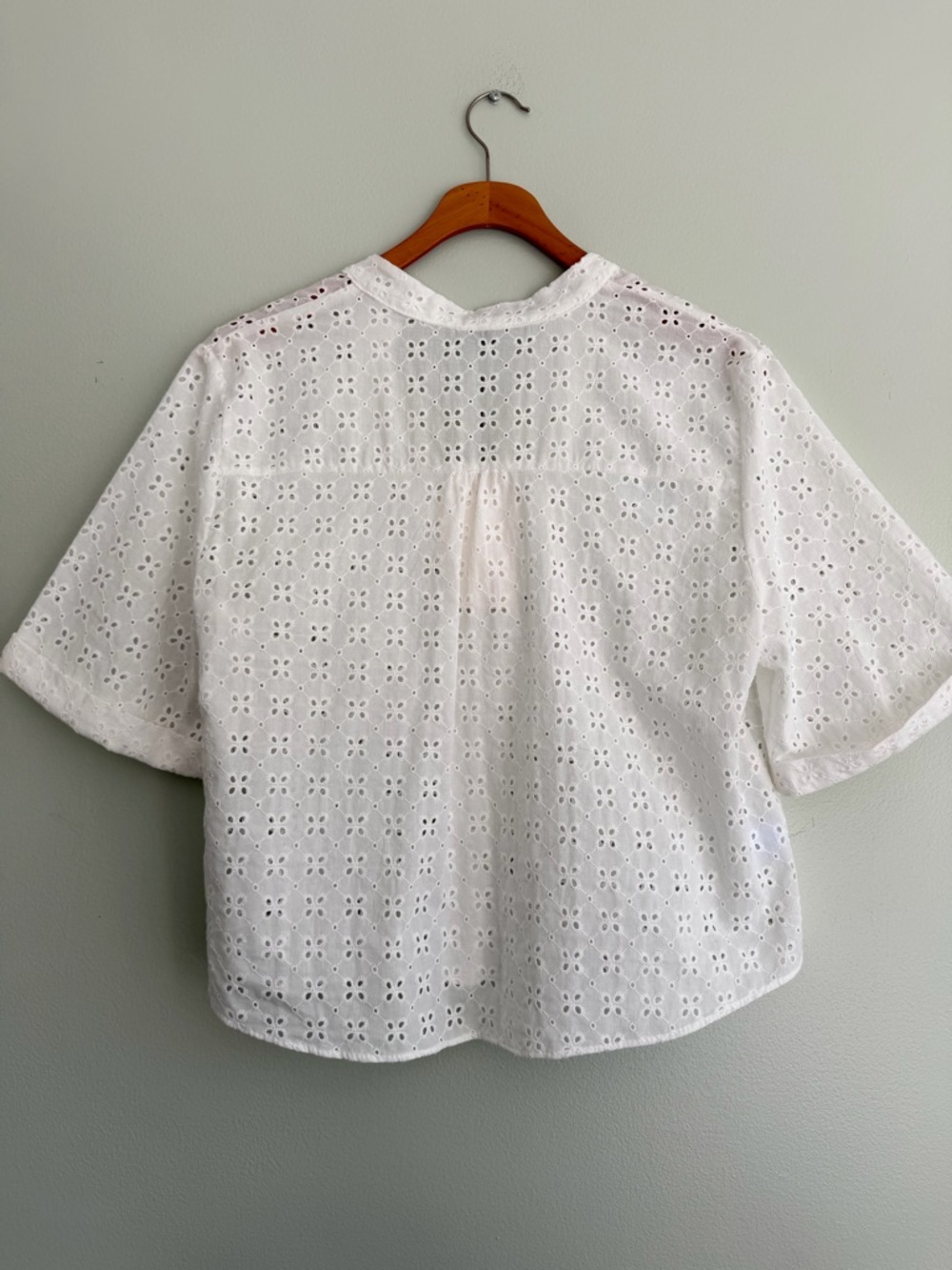 NWT Zara Short Sleeve White Eyelet Embroidered Button Down Shirt Size M - Picture 8 of 12